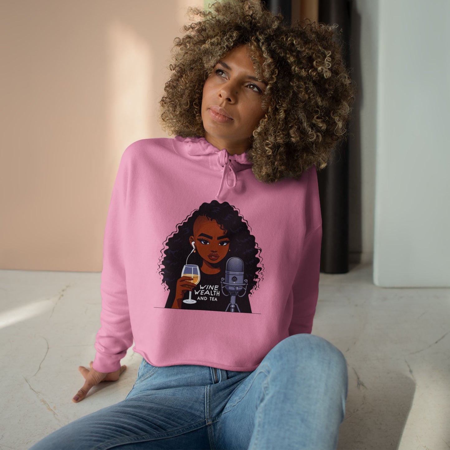 Podcast Host Crop Hoodie — Logo Graphic Pullover